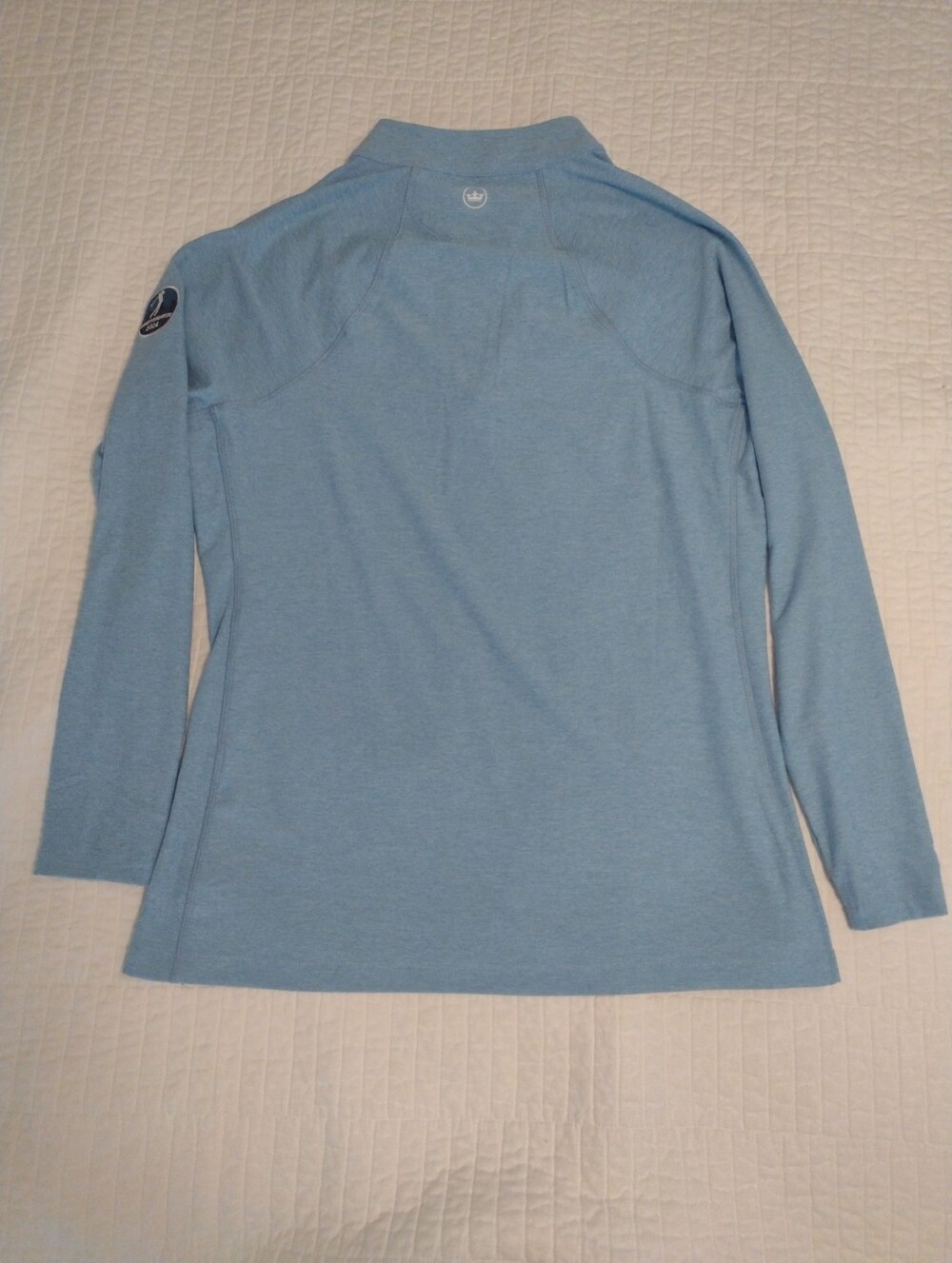 New Peter Millar Crown Women L Pullover 1/4 Zip Long Slv Blue Turner Golf UPF50 - Picture 6 of 11
